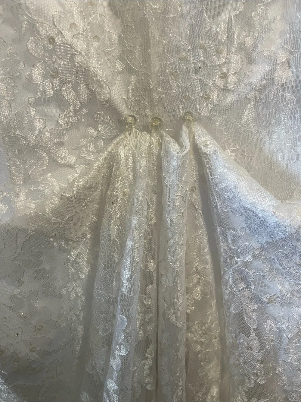 David’s Bridal All Over Lace Dress 16w Beaded Bustled - Picture 9 of 16